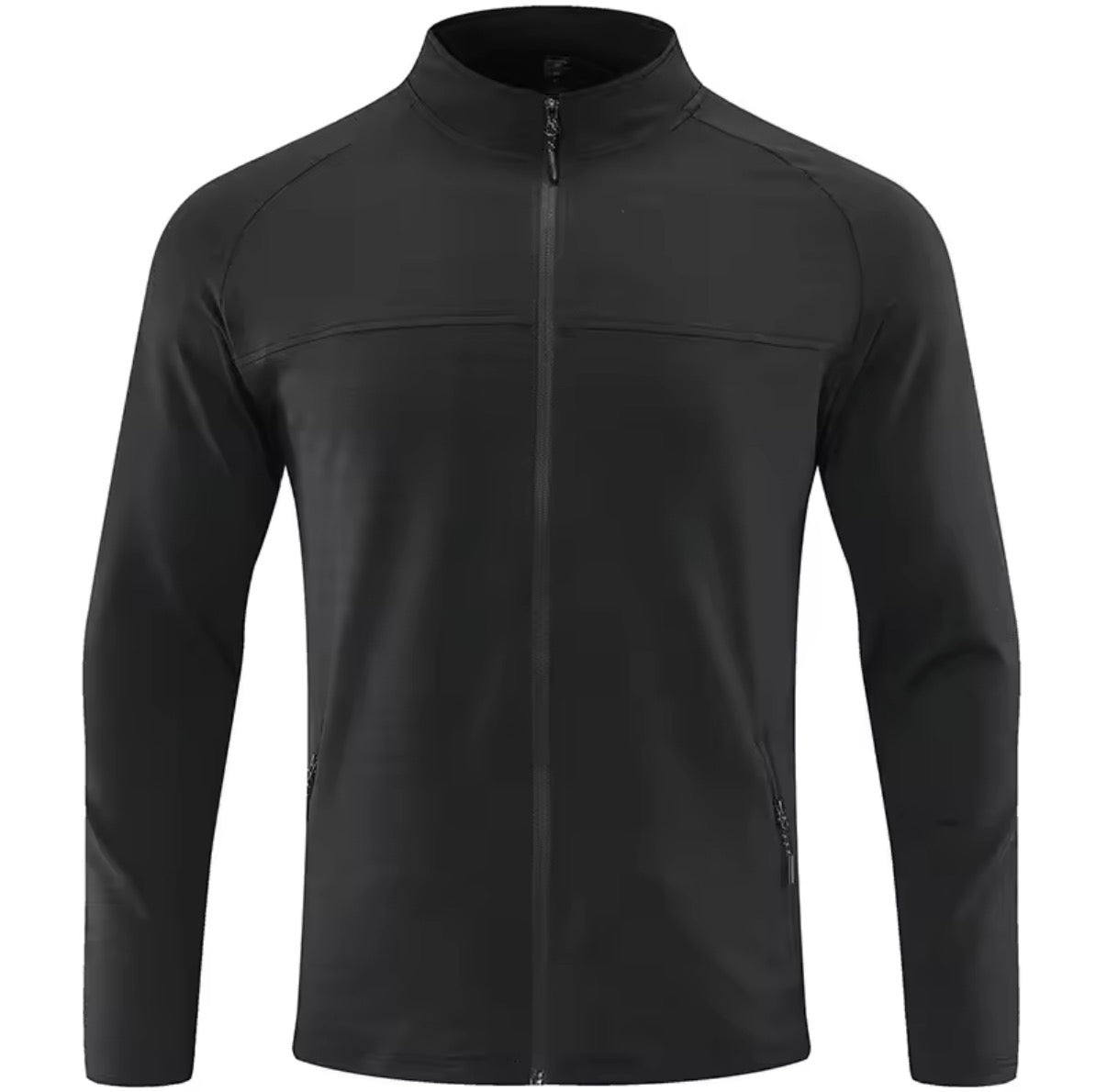 Chaqueta de running para hombre en color negro, transpirable y de secado rápido