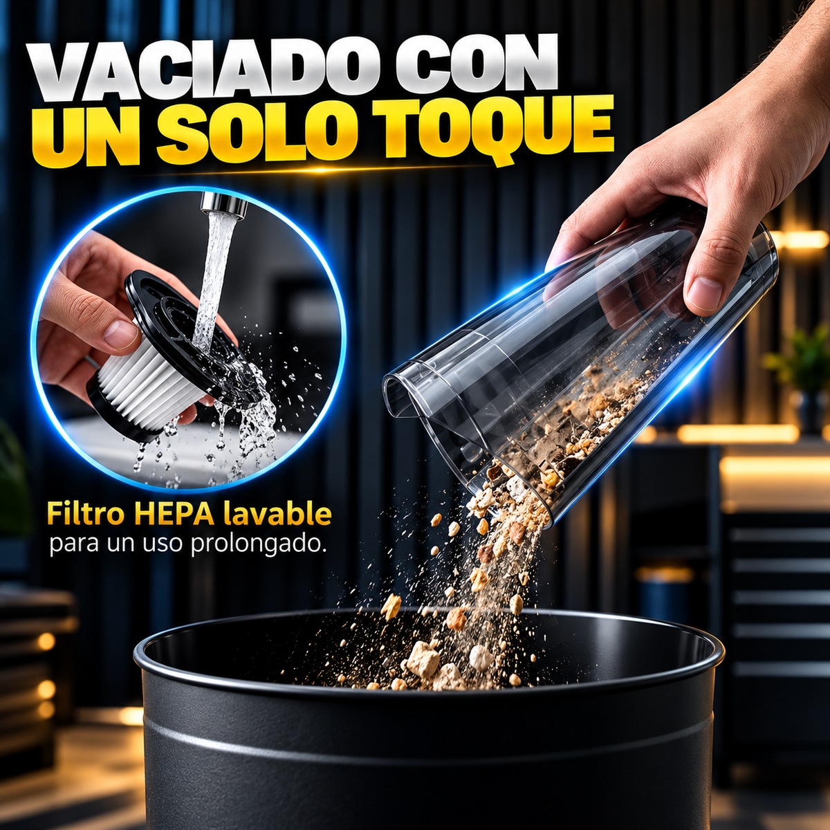 Aspirador de Mano Sin Cable para Coche y Hogar | Mini Aspiradora Portátil Recargable de Alta Potencia