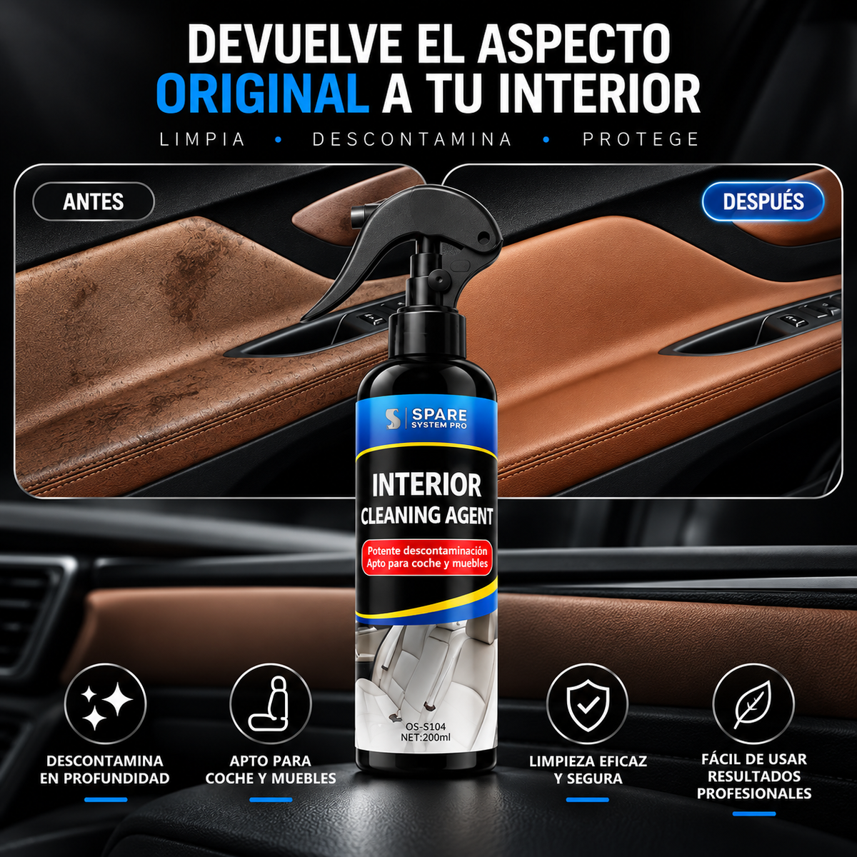 Product for cleaning vehicle interiors
