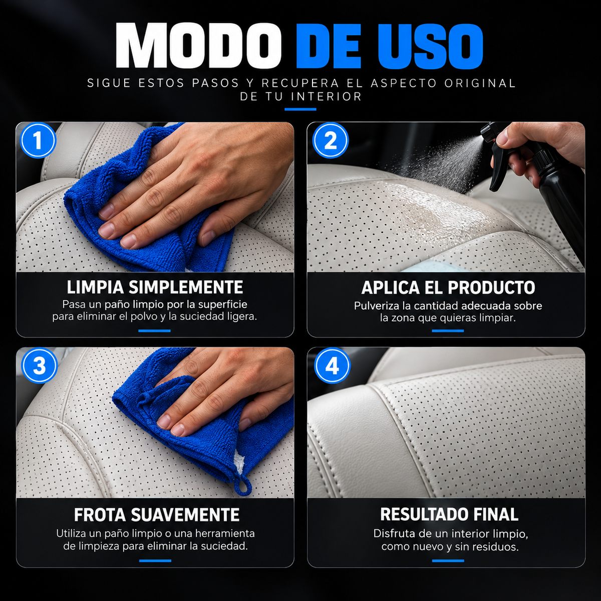 Product for cleaning vehicle interiors