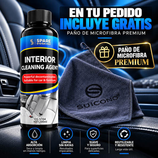 Producto para la limpieza interior de vehículos + paño de microfibra premium GRATIS