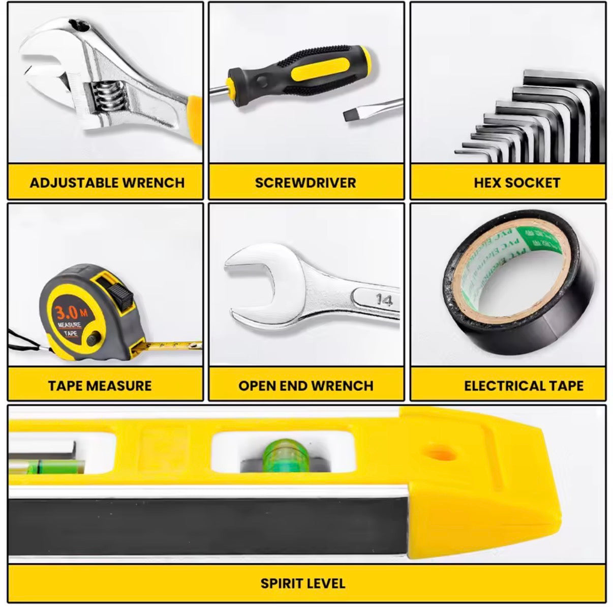 Herramientas manuales de acero resistentes incluidas en kit profesional de 108 piezas