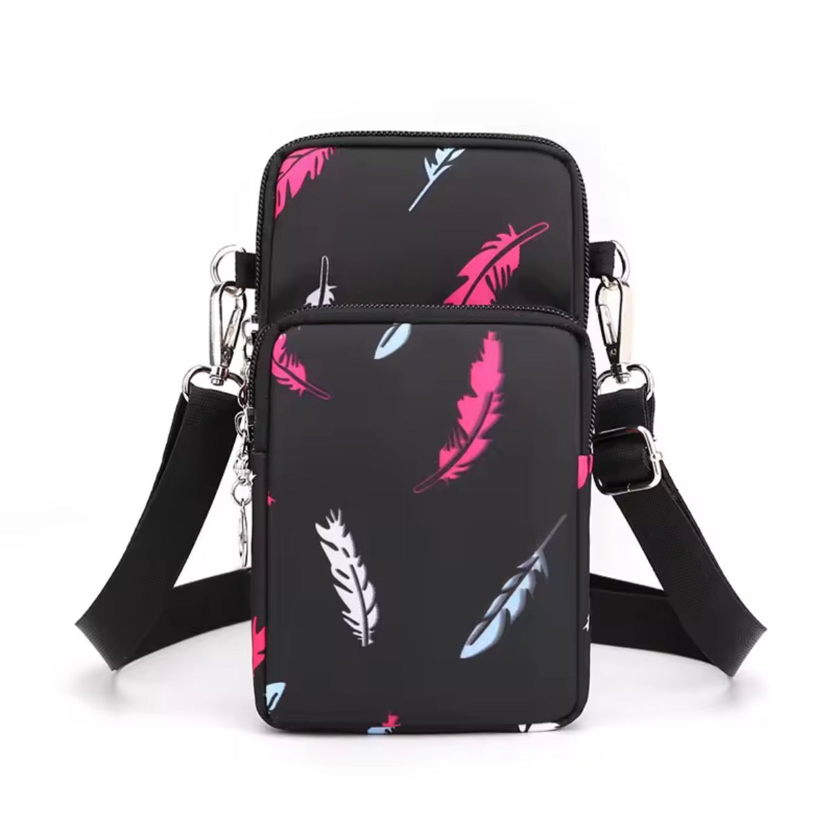 Bolso para móvil de nailon para mujer | Bandolera pequeña y cartera de viaje con correa