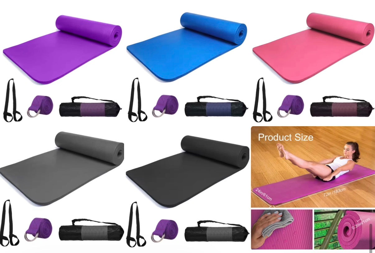 Esterilla Yoga Profesional 10mm Extra Gruesa – Pack con Bolsa, Correa y Banda