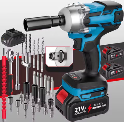 Pistola de Impacto Eléctrica 21V sin Escobillas 1/2” 380Nm | Llave de Impacto Inalámbrica para Coche y Taller