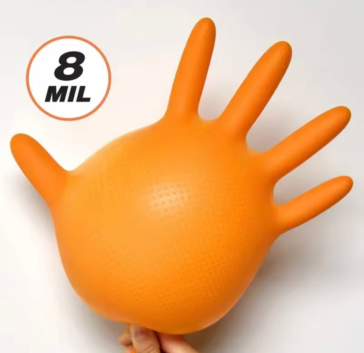 50 Einheiten – Hochfeste orangefarbene Nitrilhandschuhe.