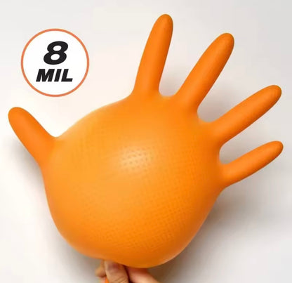 50 Einheiten – Hochfeste orangefarbene Nitrilhandschuhe.