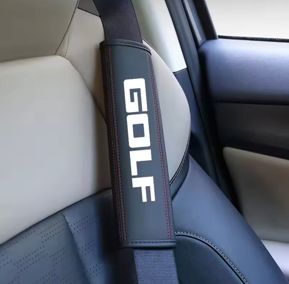 2 Fundas Cinturón de Seguridad de Cuero para Volkswagen Golf MK2–MK8 | Protectores de Hombro Coche VW