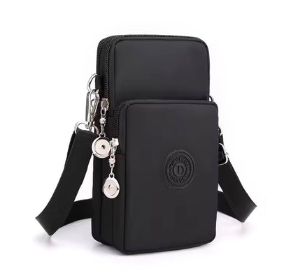 Bolso para móvil de nailon para mujer | Bandolera pequeña y cartera de viaje con correa