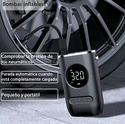 Bomba infladora inalámbrica recargable para coche | Inflador de neumáticos con pantalla digital