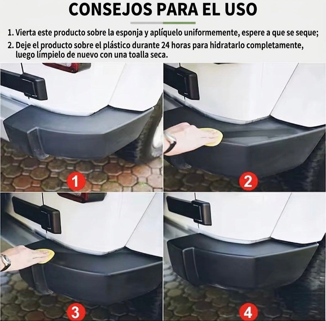 Restaurador de Plásticos para Coche | Renovador Negro Brillante y Protección Duradera