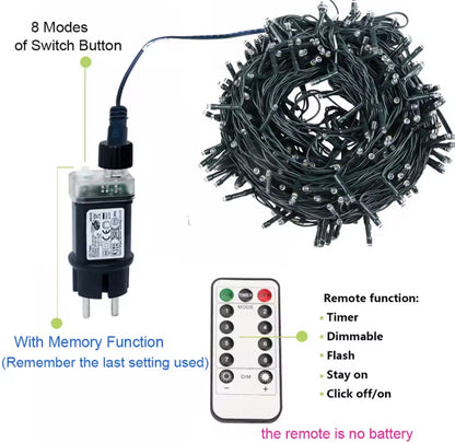 Guirnalda Luces LED 100M para Exterior 100–800 LEDs | Navidad y Fiestas