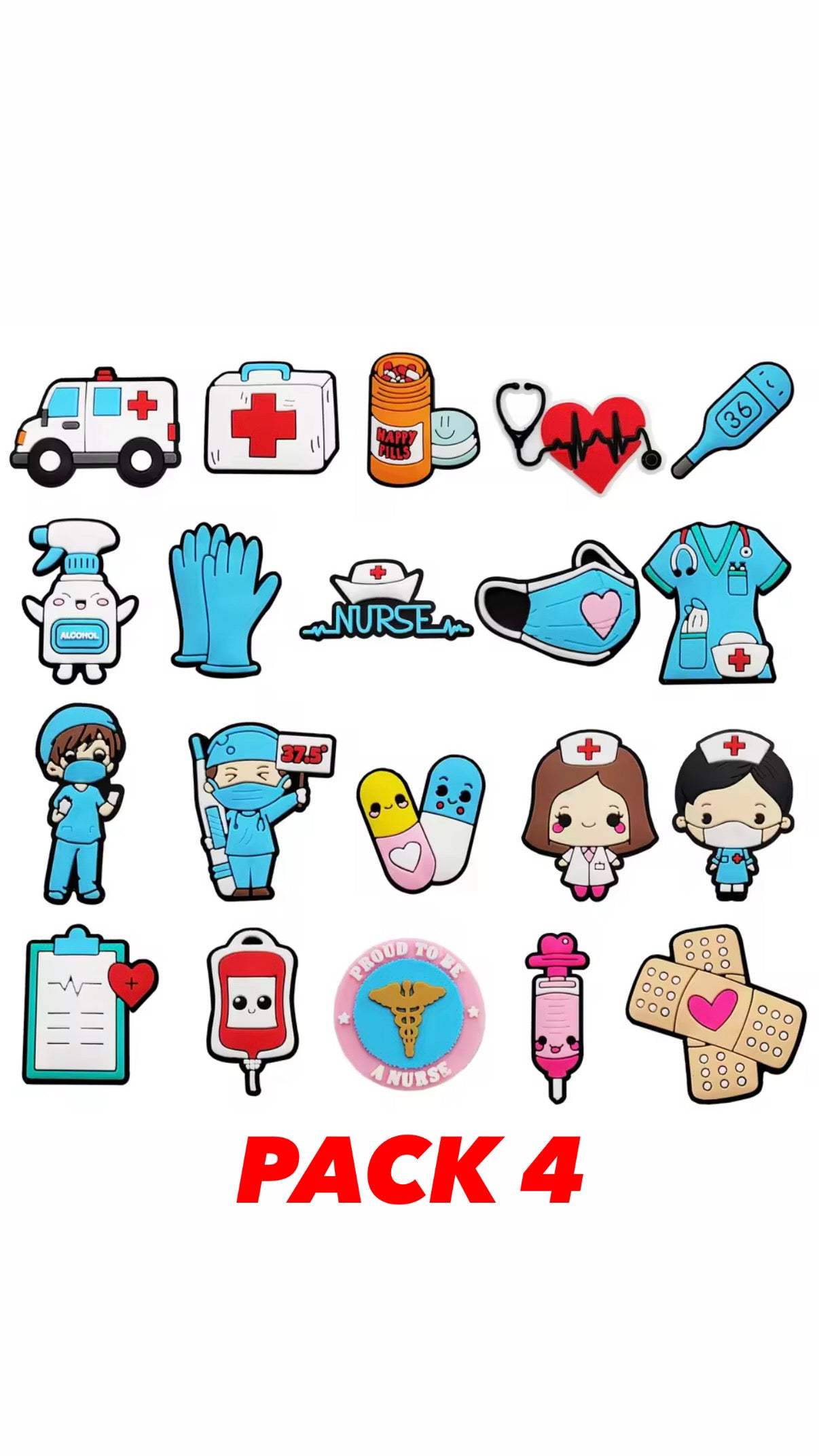 Amuletos para zapatos de  Crocs, alfileres médicos de enfermera.