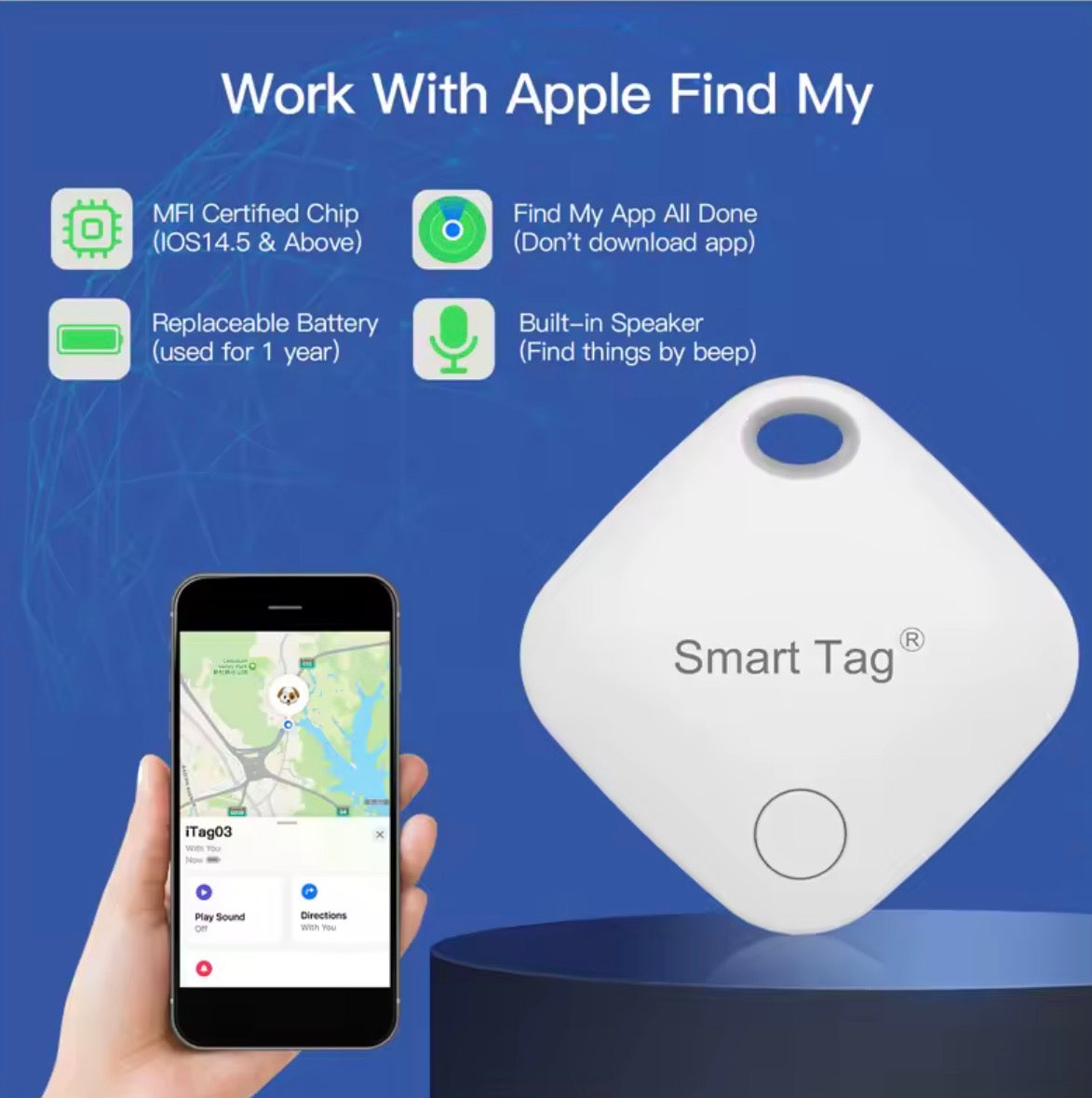 Rastreador Inteligente Bluetooth Antipérdida | Localizador Compatible con Apple Find My iPhone