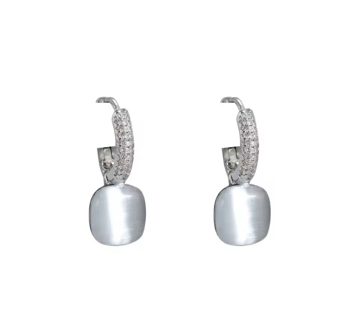 Pendientes Colgantes Ojo de Gato con Circonita | Joyería Elegante Mujer