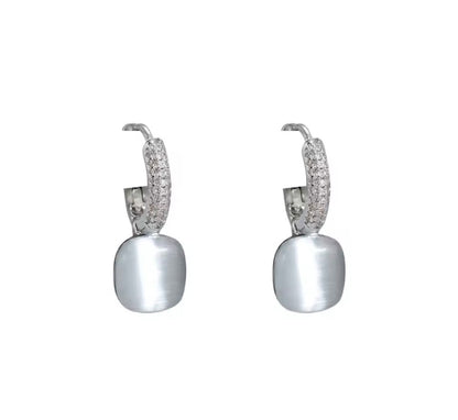 Pendientes Colgantes Ojo de Gato con Circonita | Joyería Elegante Mujer