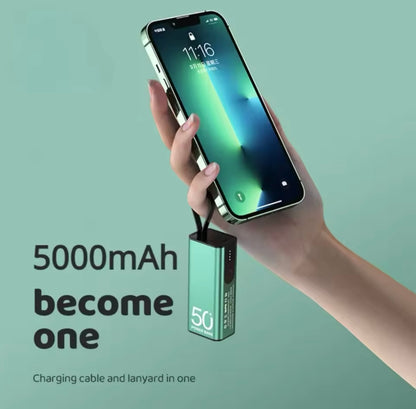 Batería portátil con linterna,5000mAh, cable tipo C