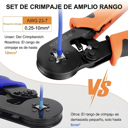 Alicates de Crimpado Autoajustables 0,25-10 mm² con 1250 Punteras de Cable