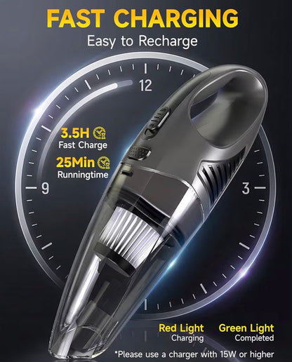 Aspirador de Mano Sin Cable para Coche y Hogar | Mini Aspiradora Portátil Recargable de Alta Potencia