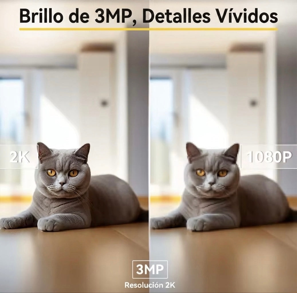 Cámara Vigilancia WiFi 2K 360° Interior | Visión Nocturna, Audio Bidireccional, Monitor Bebé, 5G/2.4GHz