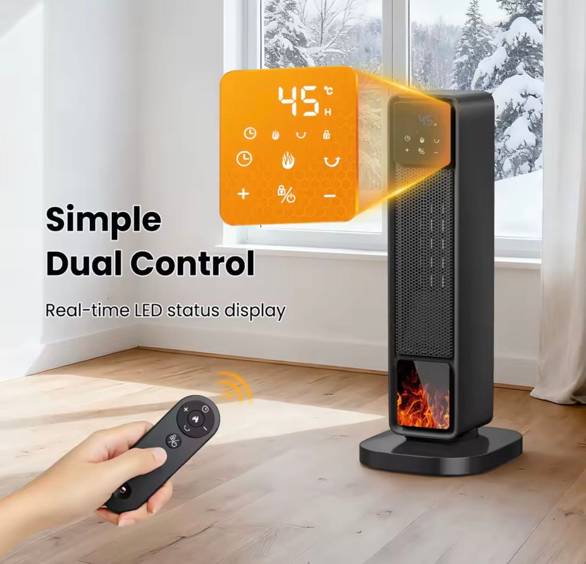 Calentador Eléctrico 2200W Inteligente con Pantalla Táctil y Temporizador