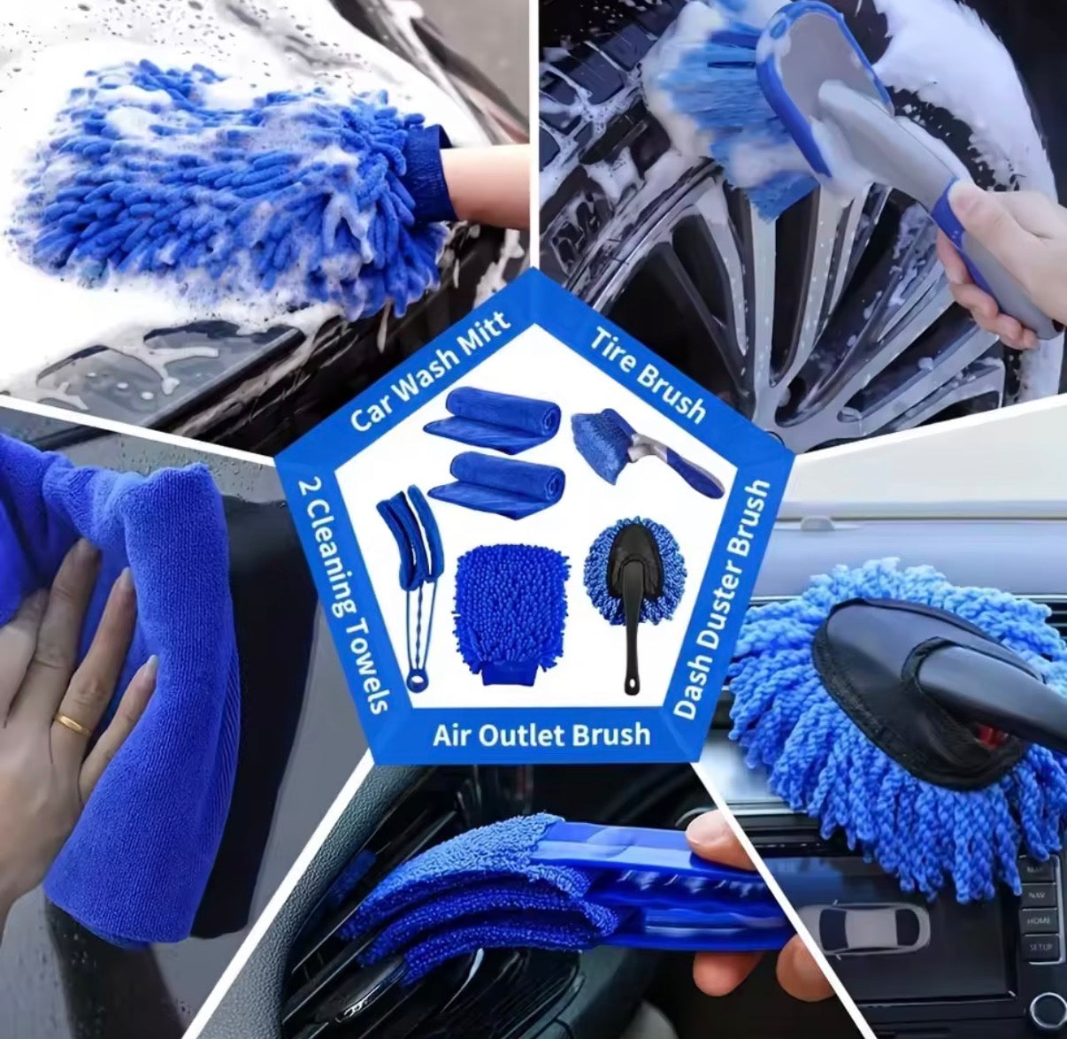Kit de Lavado de Coche 27 Piezas Profesional – Accesorios de Limpieza Completo para Automóvil, Cepillos, Esponjas y Herramientas Detailing