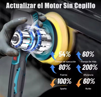 Pulidora de Coche Inalámbrica 21V de 6 Pulgadas con Batería de Litio | Pulir, Encerar y Abrillantar Autos