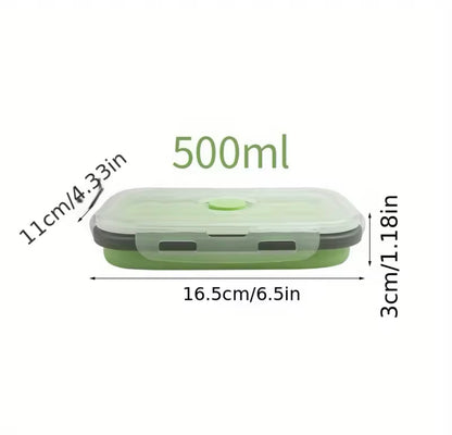 Platzsparende, zusammenklappbare Lunchbox aus Silikon.