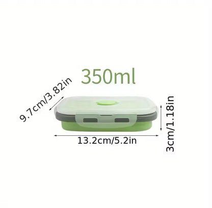 Platzsparende, zusammenklappbare Lunchbox aus Silikon.