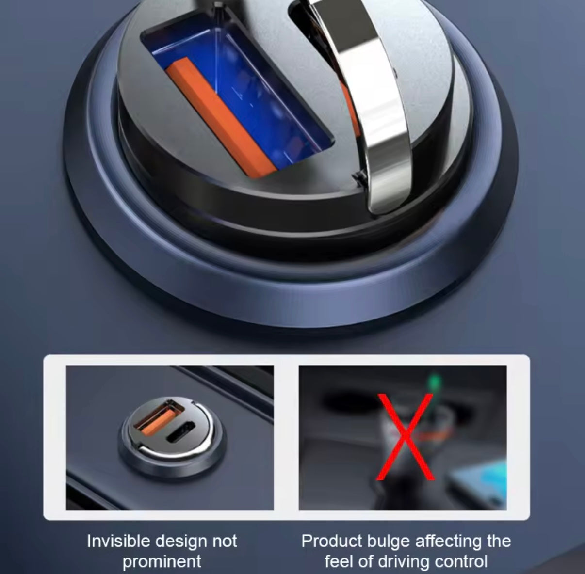 Cargador de coche mini con USB Tipo C – Carga rápida y diseño compacto