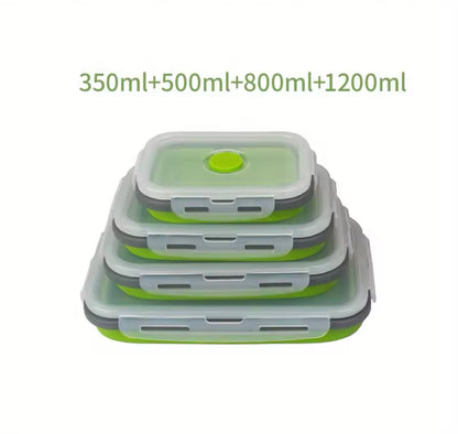 Platzsparende, zusammenklappbare Lunchbox aus Silikon.