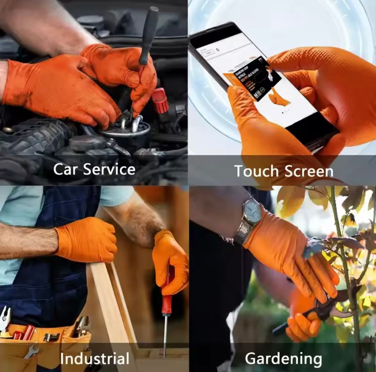 50 Einheiten – Hochfeste orangefarbene Nitrilhandschuhe.