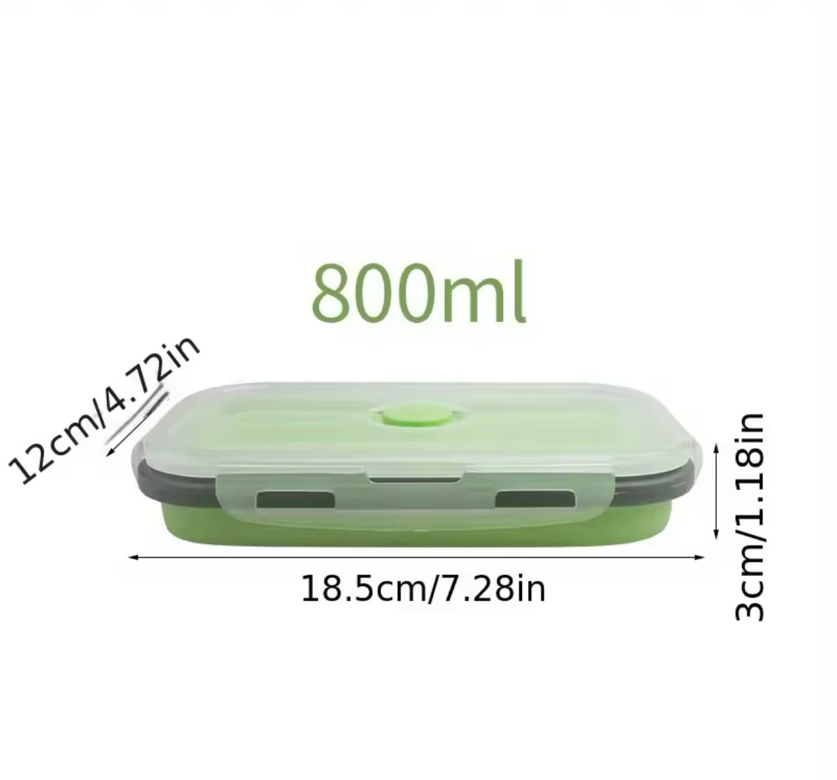 Platzsparende, zusammenklappbare Lunchbox aus Silikon.