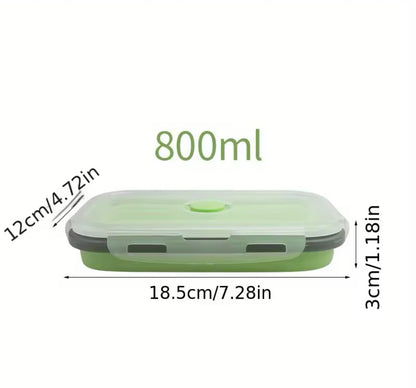 Platzsparende, zusammenklappbare Lunchbox aus Silikon.