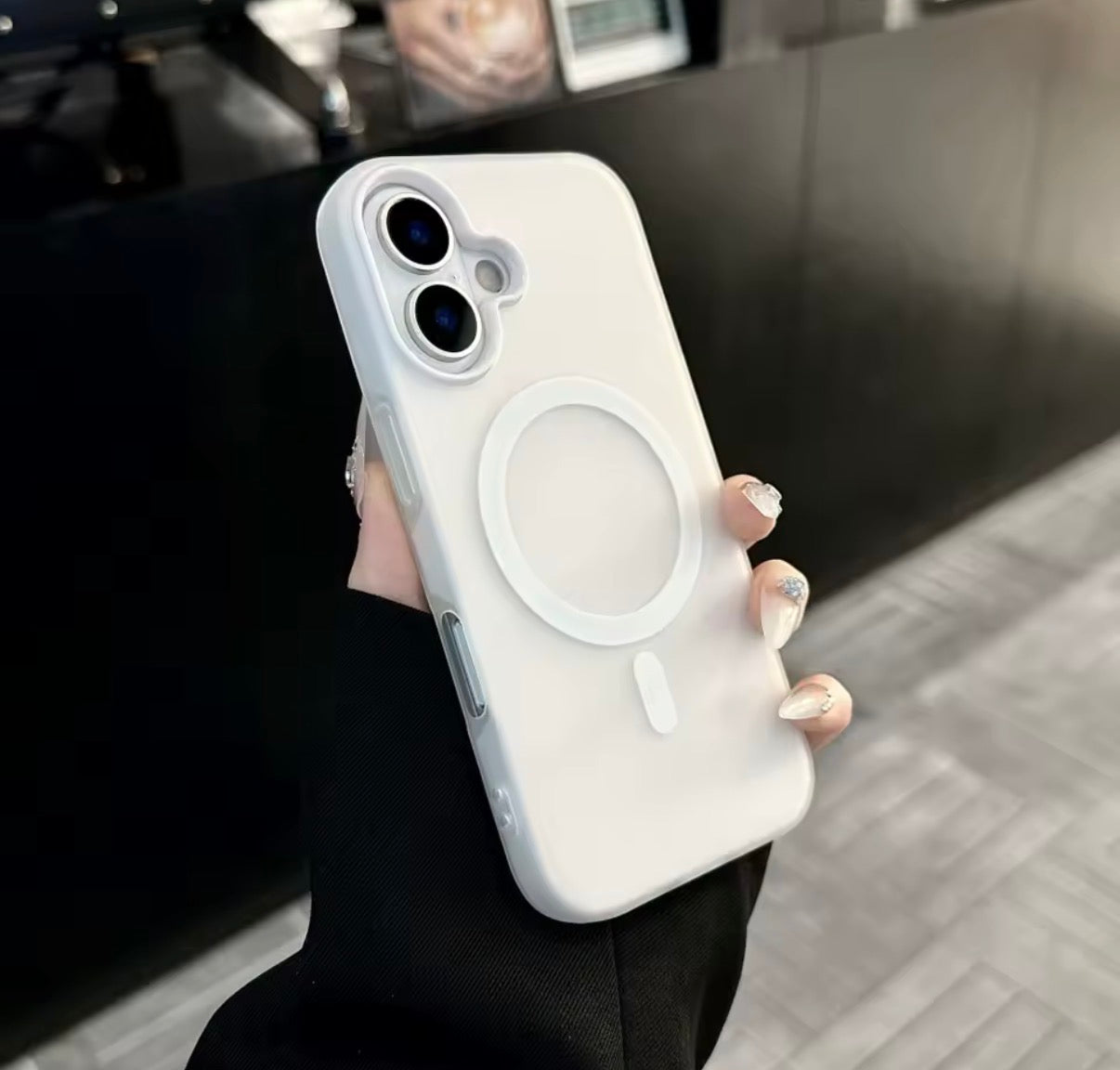 Funda Magsafe Mate Caramelo 2 en 1 para iPhone 17/16/15/14/13– Transparente y Magnética Blanca