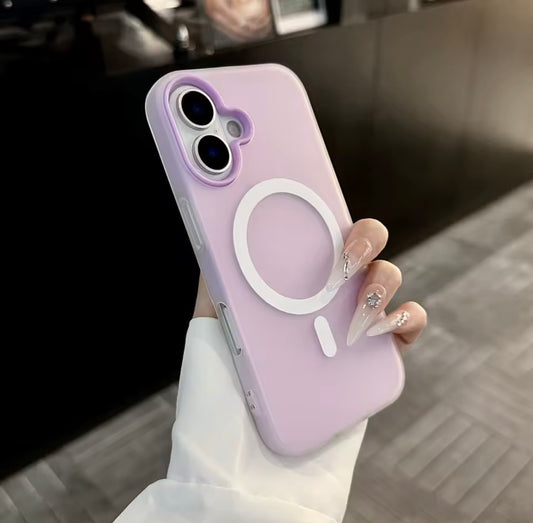 Funda Magsafe Mate Caramelo 2 en 1 para iPhone 17/16/15/14/13– Transparente y Magnética Lila