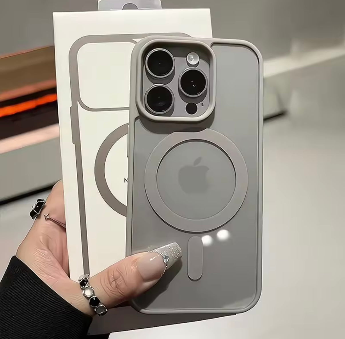 Funda magnética para iPhone | Compatible con MagSafe | Ultrafina, resistente y disponible en varios colores Barata gris