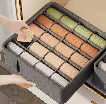 3er-Pack Aufbewahrungsboxen aus Stoff für Unterwäsche in Schränken und Schubladen.