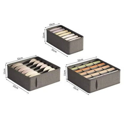 3er-Pack Aufbewahrungsboxen aus Stoff für Unterwäsche in Schränken und Schubladen.