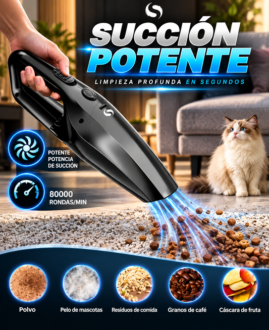 Aspirador de Mano Inalámbrico Potente SM01 | Para Coche y Hogar