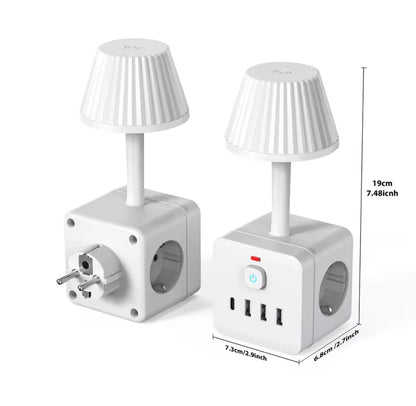 Lámpara de Escritorio con 3 Enchufes y USB-C | Luz Regulable y Protección Sobrecarga Blanca barata 