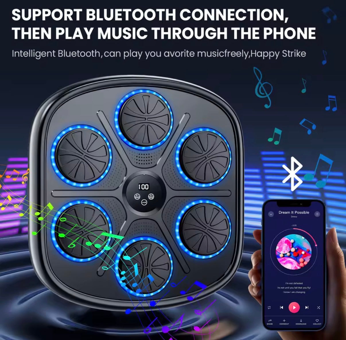 Máquina de Boxeo Musical Inteligente con Luces RGB y Bluetooth, entrena en Casa Envio gratis 