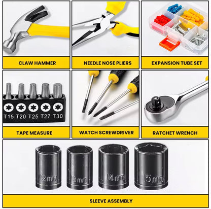 Maletín de herramientas portátil con 108 piezas, fácil de transportar y almacenar