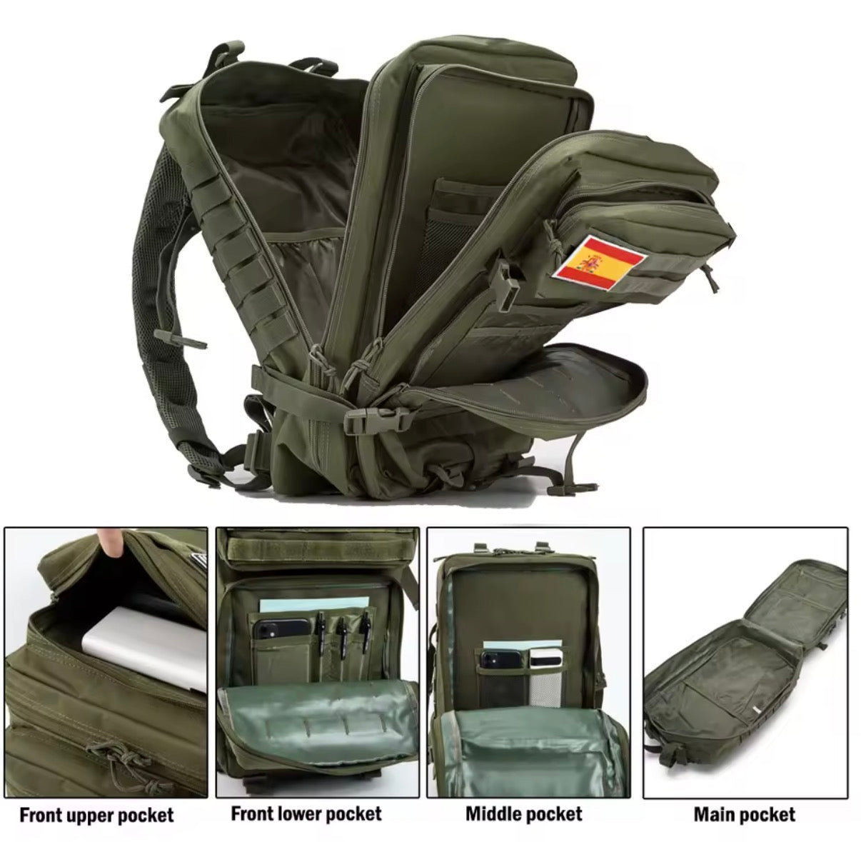 Mochila de camping gran capacidad para equipo de acampada y viajes largos