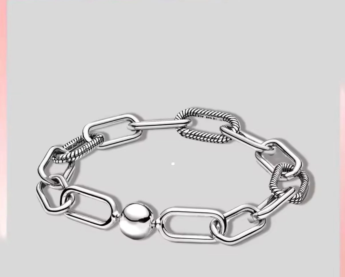 Pulsera de plata de ley 925 para mujer con cadena de cuentas y diseño elegante
