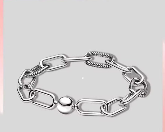 Pulsera de plata de ley 925 para mujer con cadena de cuentas y diseño elegante
