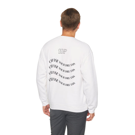 Sudadera Blanca Unisex “SSP CHASE YOUR DREAMS” | Cuello Redondo
