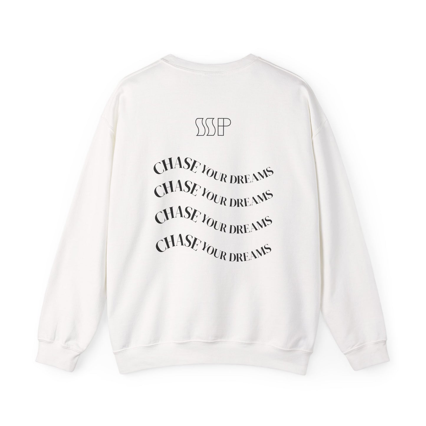 Sudadera Blanca Unisex “SSP CHASE YOUR DREAMS” | Cuello Redondo