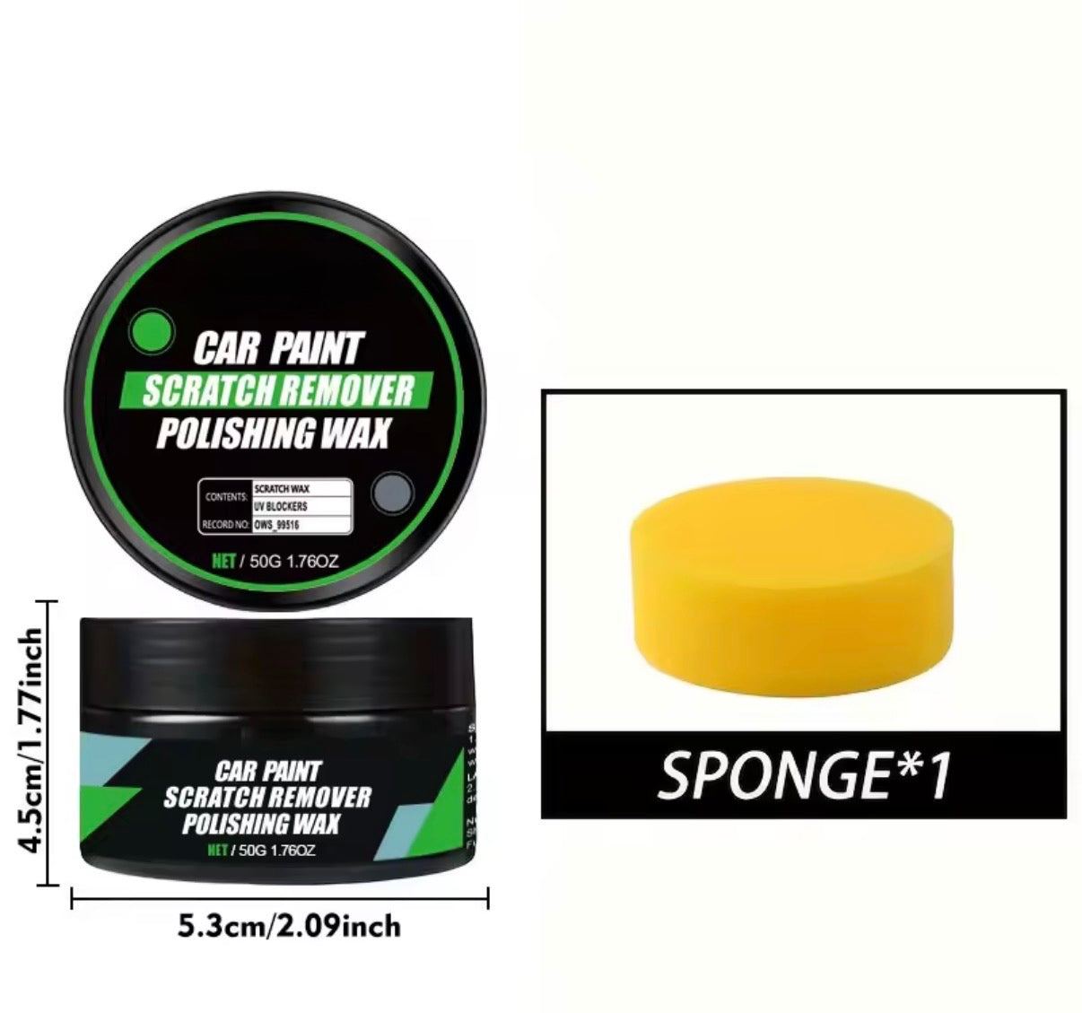 Kit completo con cera pulidora antiarañazos para coche